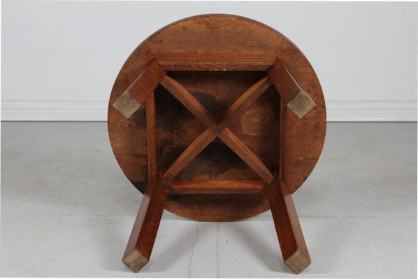 Mid-Century Danish Brutalist Round Coffee Table in Oak, 1950-QQ-1752132