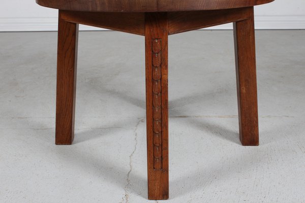 Mid-Century Danish Brutalist Round Coffee Table in Oak, 1950-QQ-1752132