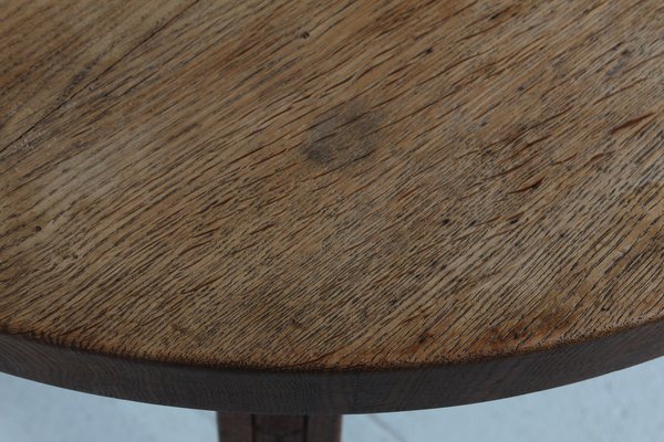 Mid-Century Danish Brutalist Round Coffee Table in Oak, 1950-QQ-1752132