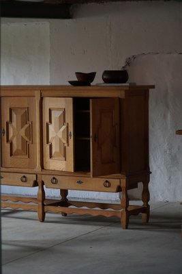 Mid-Century Danish Brutalist Sideboard in Solid Oak, 1950s-MXF-1284244