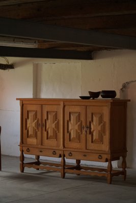 Mid-Century Danish Brutalist Sideboard in Solid Oak, 1950s-MXF-1284244