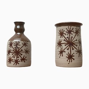 Mid-Century Danish Ceramic Bottle and Vase from Ebeltoft Pottery, Denmark, 1960s, Set of 2-UAH-1315248