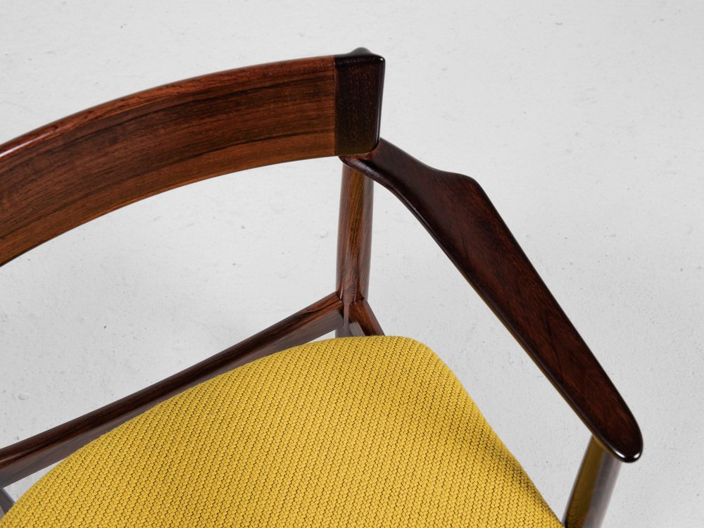 Mid-Century Danish Chair with Armrests in Rosewood attributed to Henry Rosengren Hansen for Brande Møbelindustri 1960s