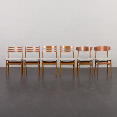 Mid-Century Danish Chairs in Teak and Grey Wool, 1960s, Set of 6-UE-1796219