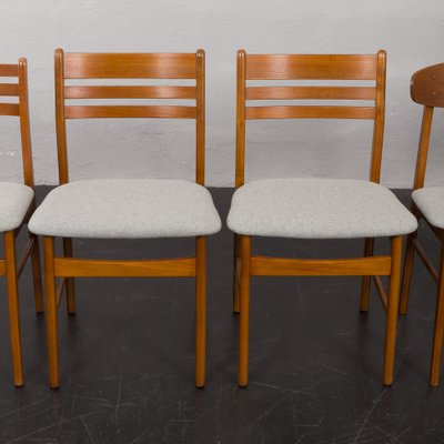 Mid-Century Danish Chairs in Teak and Grey Wool, 1960s, Set of 6-UE-1796219