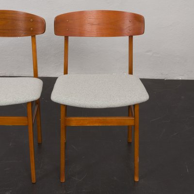 Mid-Century Danish Chairs in Teak and Grey Wool, 1960s, Set of 6-UE-1796219