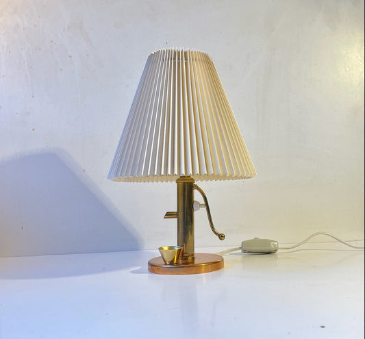 Mid-Century Danish Copper and Brass Water Pump Table Lamp, 1960s