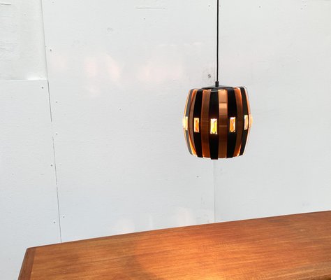 Mid-Century Danish Copper & Black Metal and Prism Pendant Lamp by Werner Schou for Coronell Elektro-UAH-935090