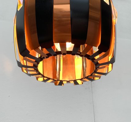 Mid-Century Danish Copper & Black Metal and Prism Pendant Lamp by Werner Schou for Coronell Elektro-UAH-935090