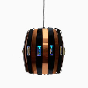 Mid-Century Danish Copper & Black Metal and Prism Pendant Lamp by Werner Schou for Coronell Elektro-UAH-935090