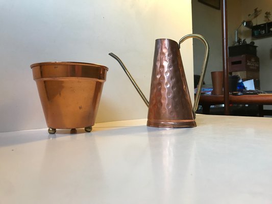 Mid-Century Danish Copper Planter and Watering Jug, 1960s, Set of 2-LCR-782919