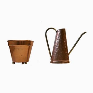 Mid-Century Danish Copper Planter and Watering Jug, 1960s, Set of 2-LCR-782919