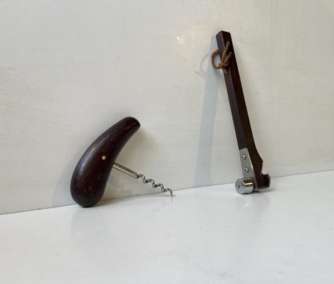 Mid-Century Danish Corkscrew & Bottle Opener in Rosewood, 1960s, Set of 2-LCR-1761203