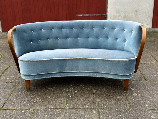 Mid-Century Danish Curved Sofa in style of Viggo Boesen, 1940s-GON-1795511