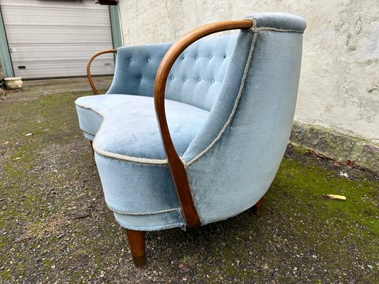 Mid-Century Danish Curved Sofa in style of Viggo Boesen, 1940s-GON-1795511