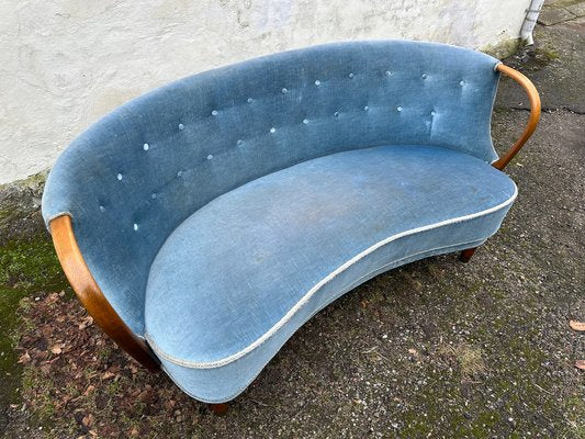 Mid-Century Danish Curved Sofa in style of Viggo Boesen, 1940s-GON-1795511