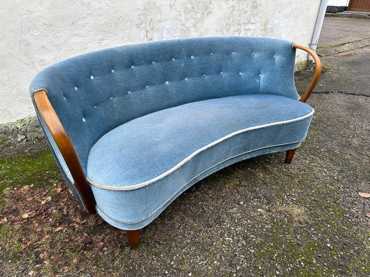 Mid-Century Danish Curved Sofa in style of Viggo Boesen, 1940s-GON-1795511