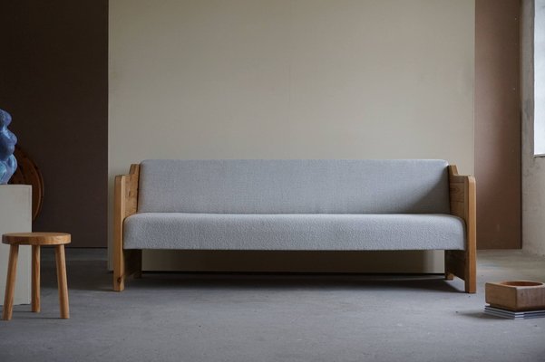 Mid-Century Danish Daybed in Solid Pine and Wool, 1980s-MXF-974609