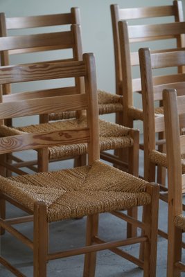 Mid-Century Danish Dining Chairs in Pine & Seagrass Seats, 1960s, Set of 10-MXF-1719765