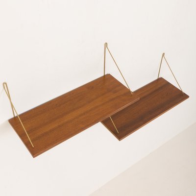 Mid-Century Danish Floating Shelves in Teak, 1960s, Set of 2-UE-2021479