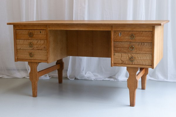 Mid-Century Danish Freestanding Oak Desk attributed to Henning Kjærnulf, 1960s-WIX-2029050