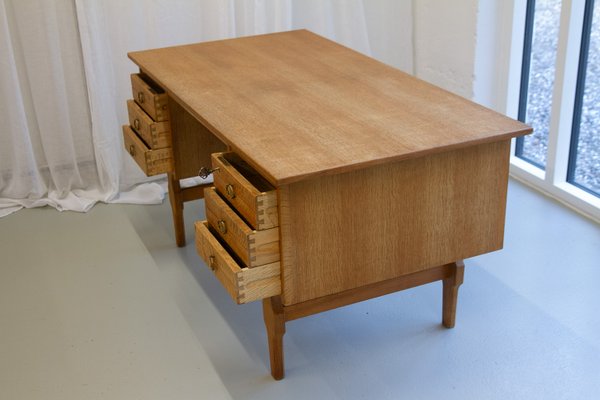 Mid-Century Danish Freestanding Oak Desk attributed to Henning Kjærnulf, 1960s-WIX-2029050