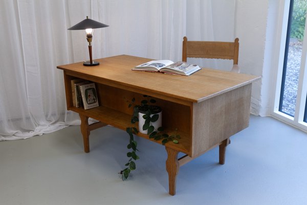 Mid-Century Danish Freestanding Oak Desk attributed to Henning Kjærnulf, 1960s-WIX-2029050