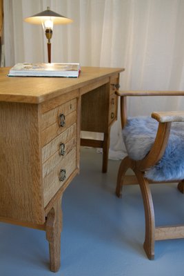 Mid-Century Danish Freestanding Oak Desk attributed to Henning Kjærnulf, 1960s-WIX-2029050