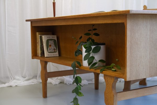 Mid-Century Danish Freestanding Oak Desk attributed to Henning Kjærnulf, 1960s-WIX-2029050