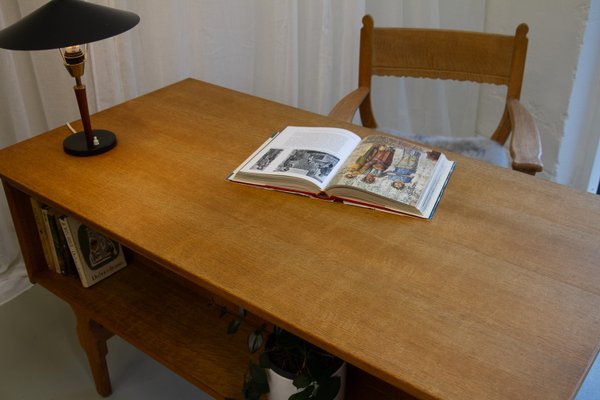 Mid-Century Danish Freestanding Oak Desk attributed to Henning Kjærnulf, 1960s-WIX-2029050