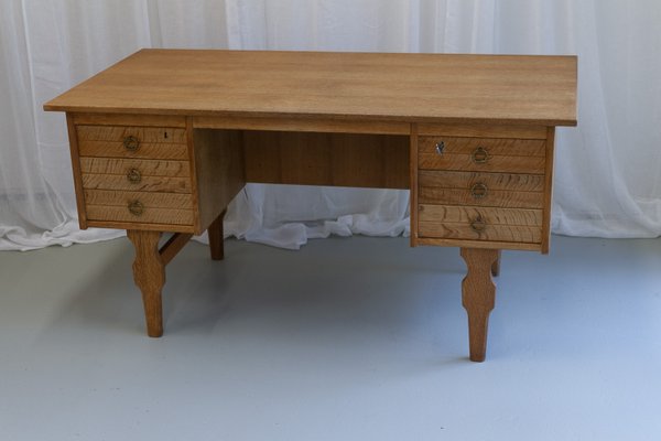 Mid-Century Danish Freestanding Oak Desk attributed to Henning Kjærnulf, 1960s-WIX-2029050