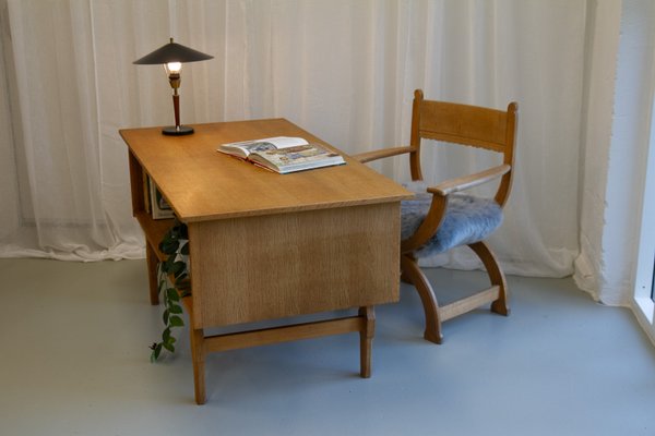 Mid-Century Danish Freestanding Oak Desk attributed to Henning Kjærnulf, 1960s-WIX-2029050