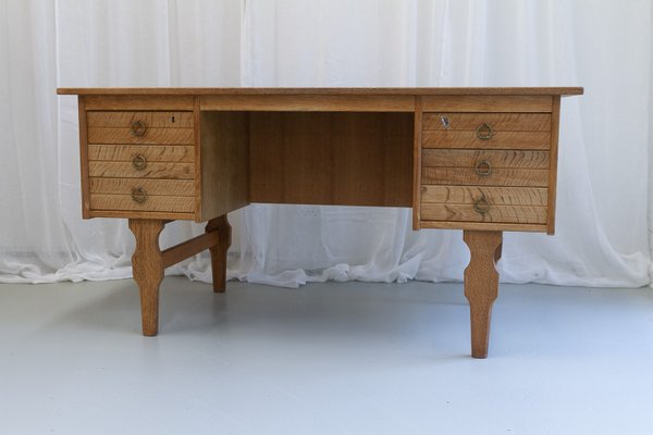 Mid-Century Danish Freestanding Oak Desk attributed to Henning Kjærnulf, 1960s-WIX-2029050