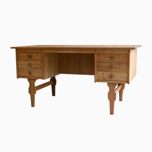 Mid-Century Danish Freestanding Oak Desk attributed to Henning Kjærnulf, 1960s-WIX-2029050