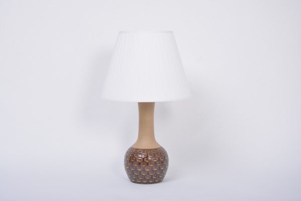 Mid-Century Danish Handmade Modern Stoneware Lamp with Graphic Pattern from Søholm-FN-992947