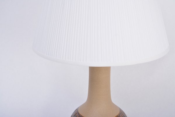 Mid-Century Danish Handmade Modern Stoneware Lamp with Graphic Pattern from Søholm-FN-992947