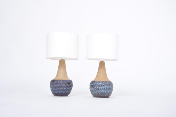 Mid-Century Danish Handmade Stoneware Lamps attributed to Einar Johansen for Soholm, 1960s, Set of 2-FN-1394570