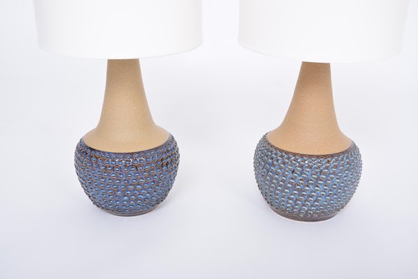 Mid-Century Danish Handmade Stoneware Lamps attributed to Einar Johansen for Soholm, 1960s, Set of 2-FN-1394570