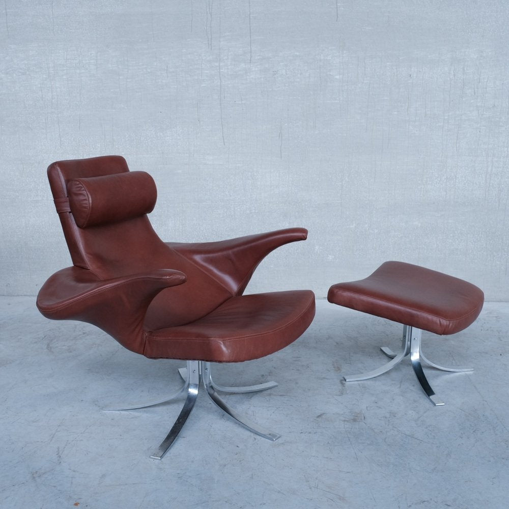 Mid-Century Danish Leather Armchair by Gösta Berg for Fritz Hansen