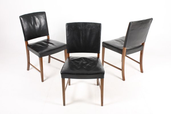 Mid-Century Danish Leather Dining Chairs, 1940s, Set of 6-FK-564205