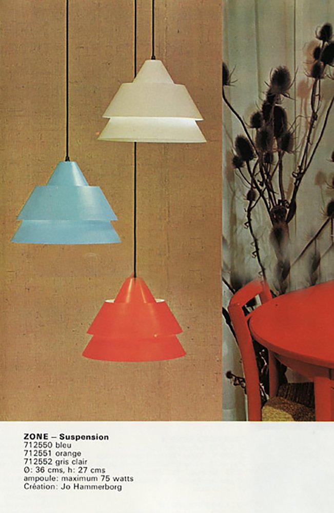 Mid-Century Danish Light Gray Zone Pendant Lamp by Jo Hammerborg for Fog & Menup, 1960s