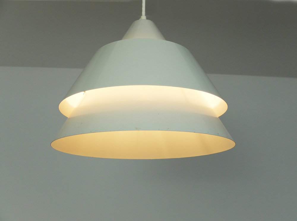 Mid-Century Danish Light Gray Zone Pendant Lamp by Jo Hammerborg for Fog & Menup, 1960s