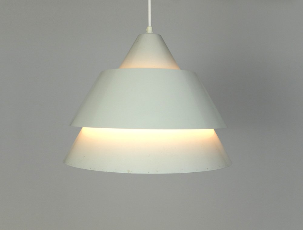 Mid-Century Danish Light Gray Zone Pendant Lamp by Jo Hammerborg for Fog & Menup, 1960s