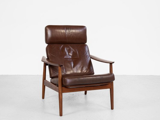 Mid-Century Danish Lounge Chair in Teak and Leather by Arne Vodder for France & Søn, 1960s-MF-993031