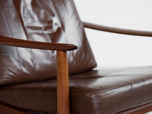 Mid-Century Danish Lounge Chair in Teak and Leather by Arne Vodder for France & Søn, 1960s-MF-993031