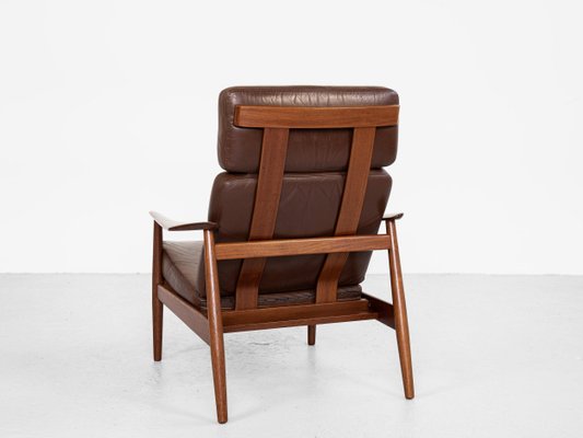 Mid-Century Danish Lounge Chair in Teak and Leather by Arne Vodder for France & Søn, 1960s-MF-993031