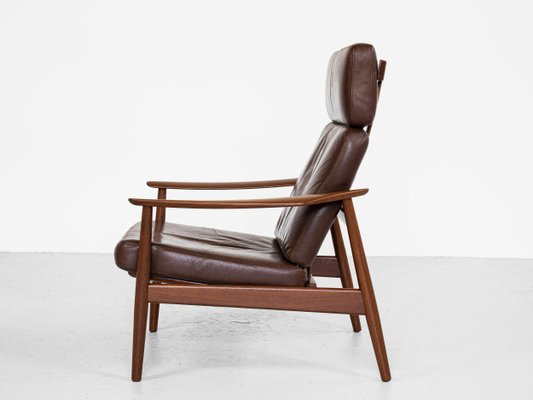 Mid-Century Danish Lounge Chair in Teak and Leather by Arne Vodder for France & Søn, 1960s-MF-993031