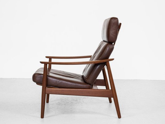 Mid-Century Danish Lounge Chair in Teak and Leather by Arne Vodder for France & Søn, 1960s-MF-993031