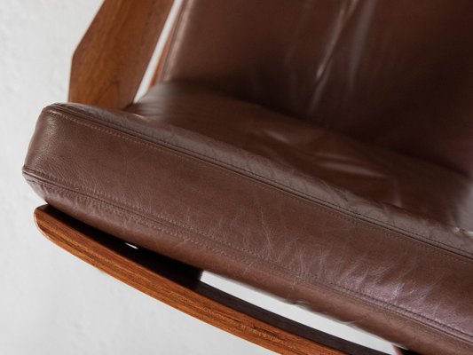 Mid-Century Danish Lounge Chair in Teak and Leather by Arne Vodder for France & Søn, 1960s-MF-993031