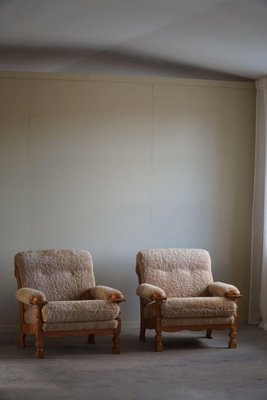 Mid-Century Danish Lounge Chairs in Oak & Lambswool by Henning Kjærnulf, 1960s, Set of 2-MXF-2041648